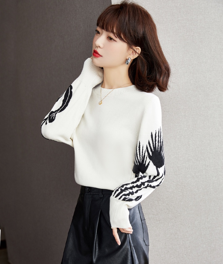 Court style jacquard knitted sweater for women