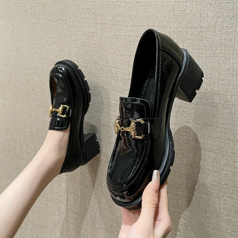 Autumn and winter leather shoes loafers for women