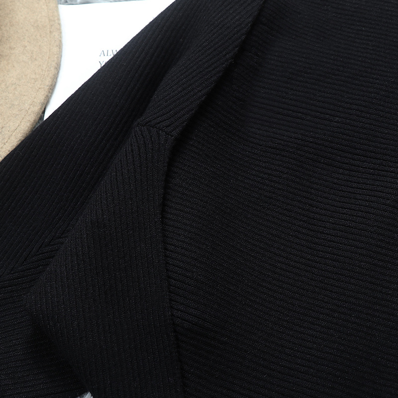White knitted tops black autumn vest 2pcs set for women