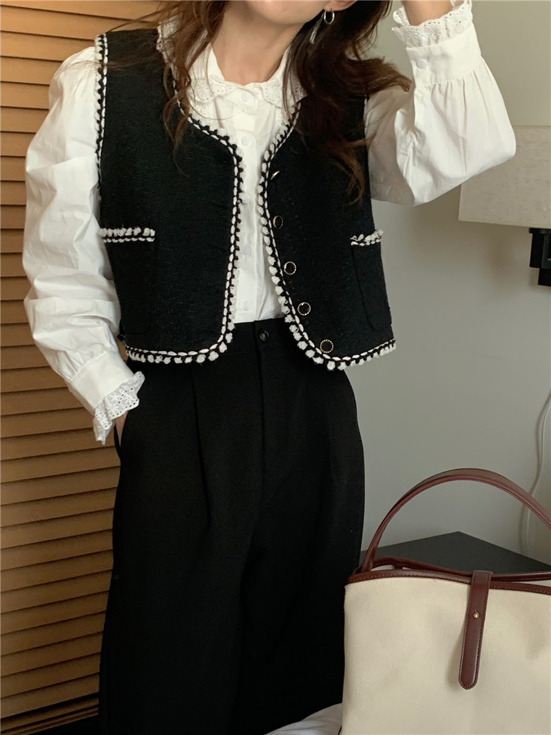 Korean style waistcoat detachable shirt 2pcs set