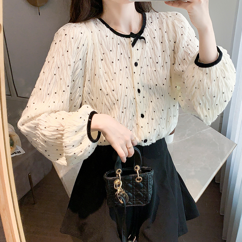 Korean style winter tops round neck shirt for women