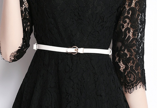 Embroidery belt lace dress