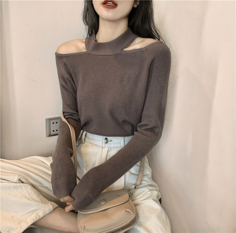 Slim all-match sweater sexy loose clavicle for women