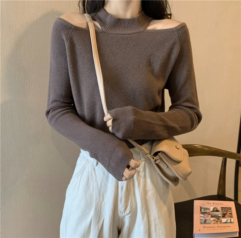 Slim all-match sweater sexy loose clavicle for women