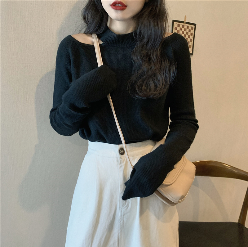 Slim all-match sweater sexy loose clavicle for women