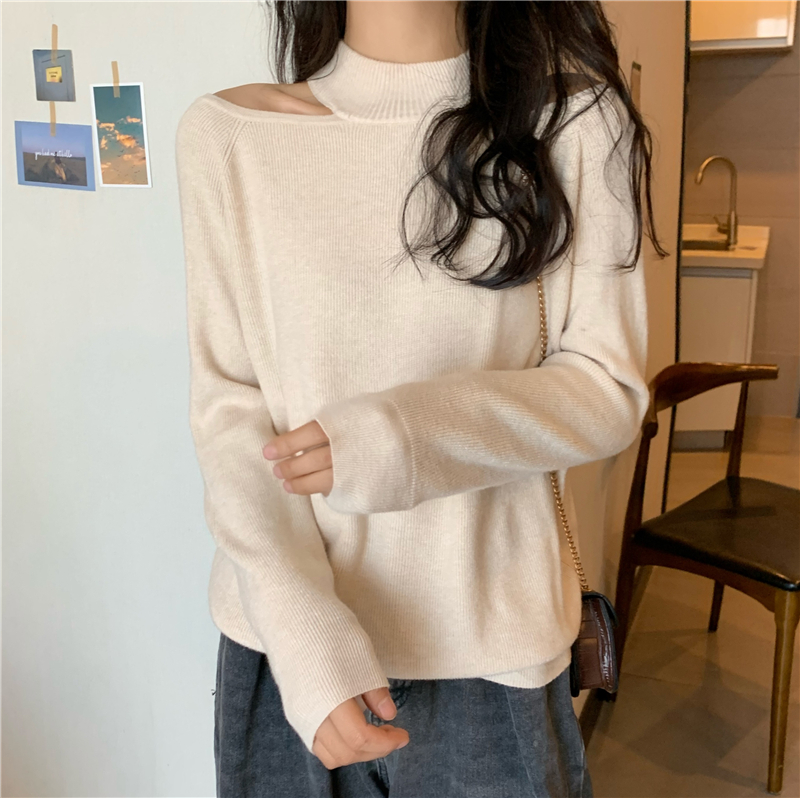 Slim all-match sweater sexy loose clavicle for women