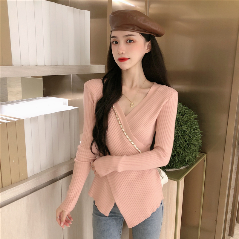 Knitted slim sweater cross bottoming shirt for women