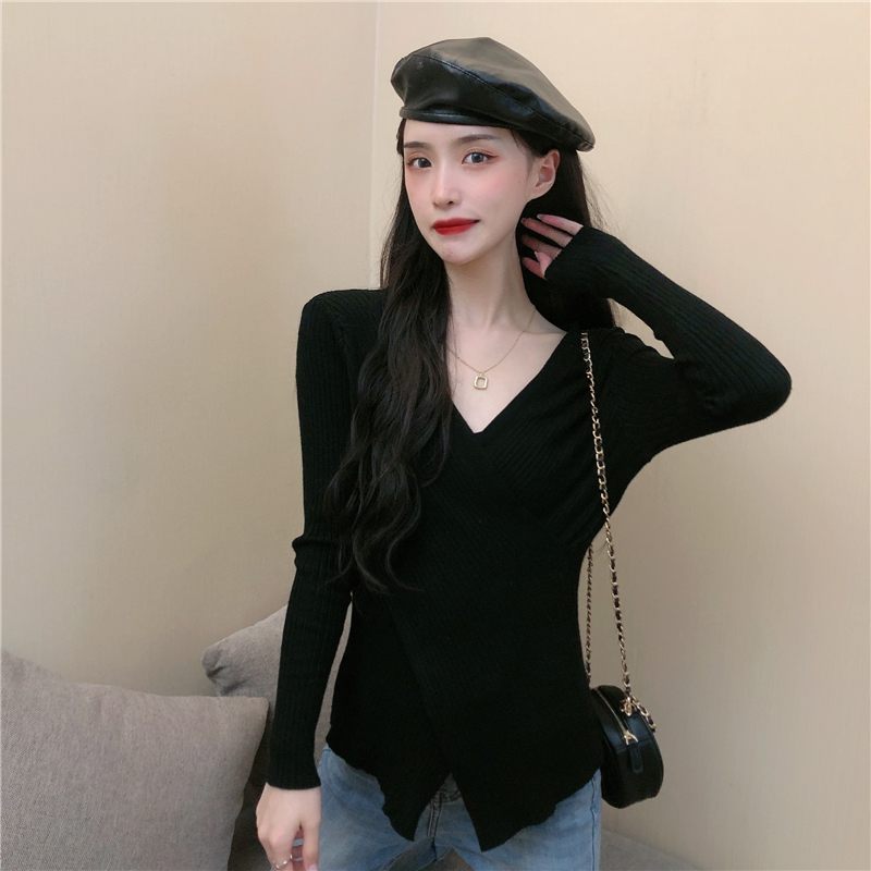 Knitted slim sweater cross bottoming shirt for women