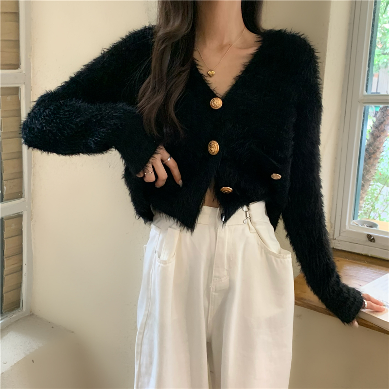 Mink velvet thick sweater all-match loose coat