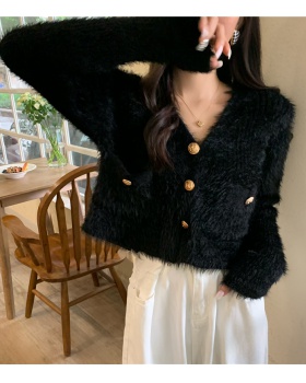 Mink velvet thick sweater all-match loose coat
