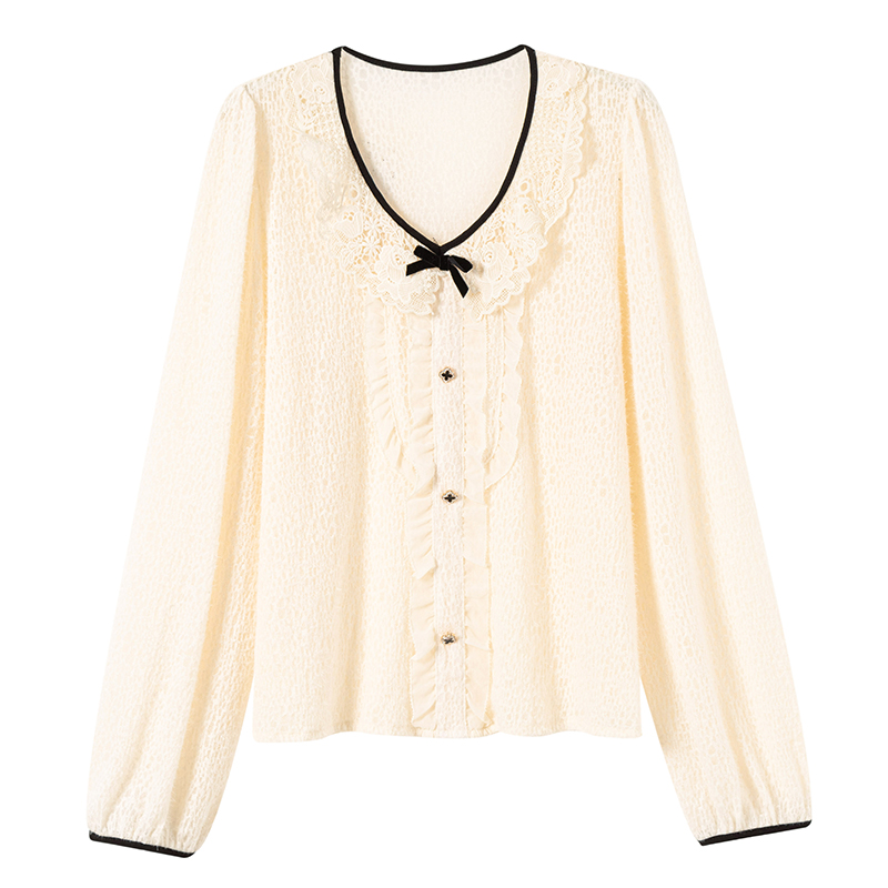 Lace tops round neck bottoming shirt for women