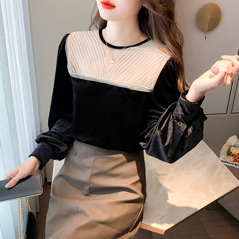 Korean style bottoming shirt round neck tops for women