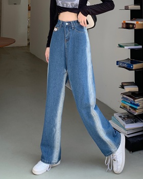 Straight fat jeans mixed colors all-match wide leg pants