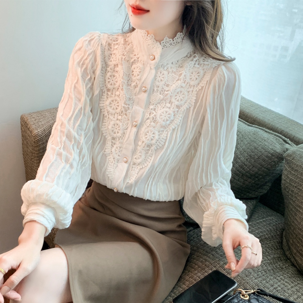 High collar conventional shirts chiffon tops