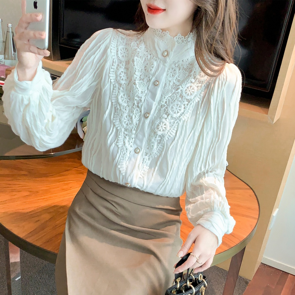 High collar conventional shirts chiffon tops