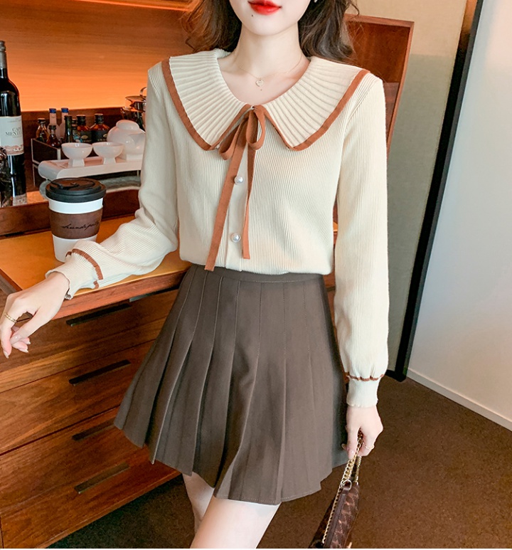 Sweet bow sweater autumn and winter tender tops for women