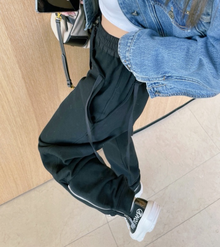 Hip-hop zip sweatpants Casual autumn long pants for women