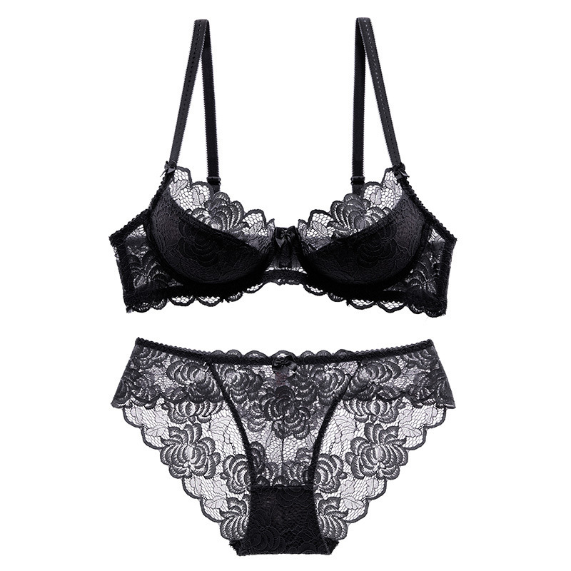 Gather thin lace sexy Lingerie cozy very thin Bra a set