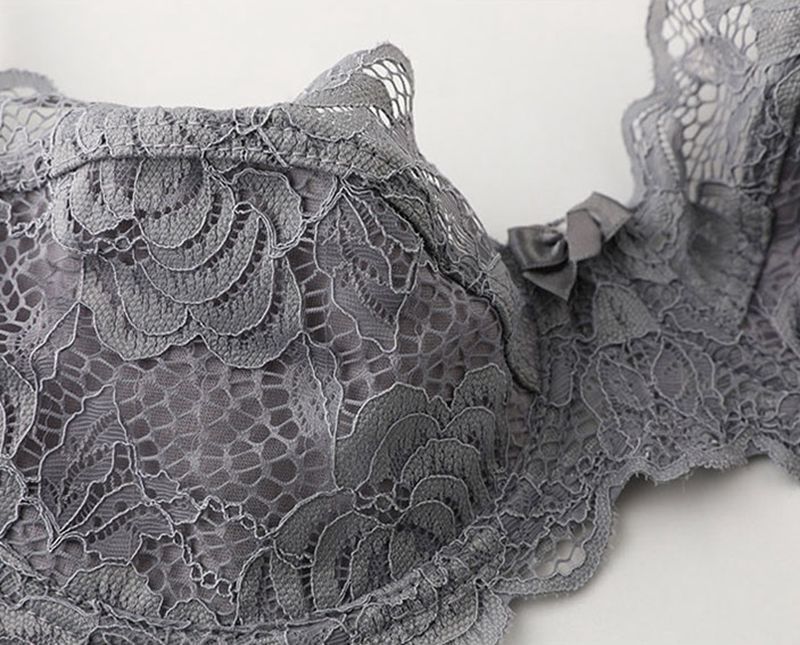 Gather thin lace sexy Lingerie cozy very thin Bra a set