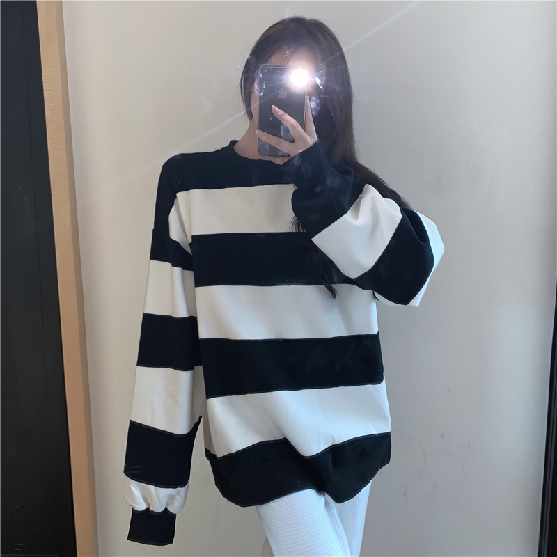 Round neck Korean style pullover loose hoodie for women