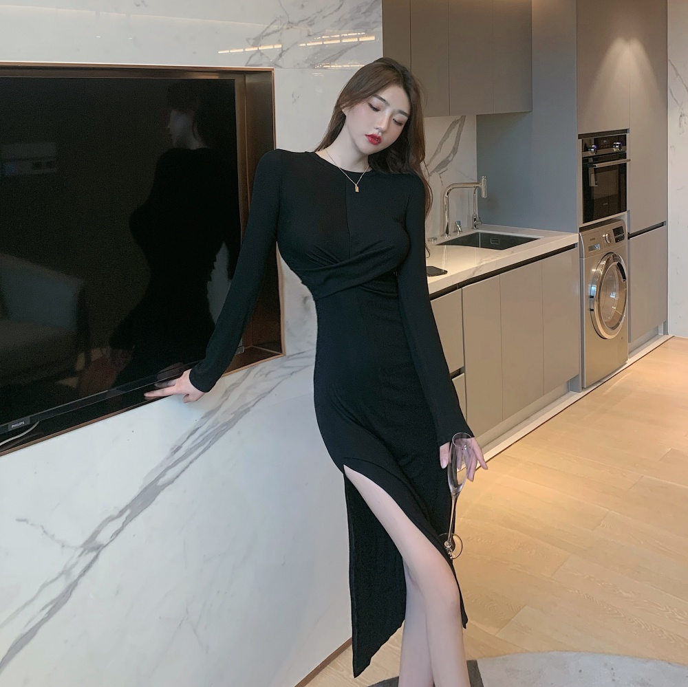 Fashion slim dress split long dress