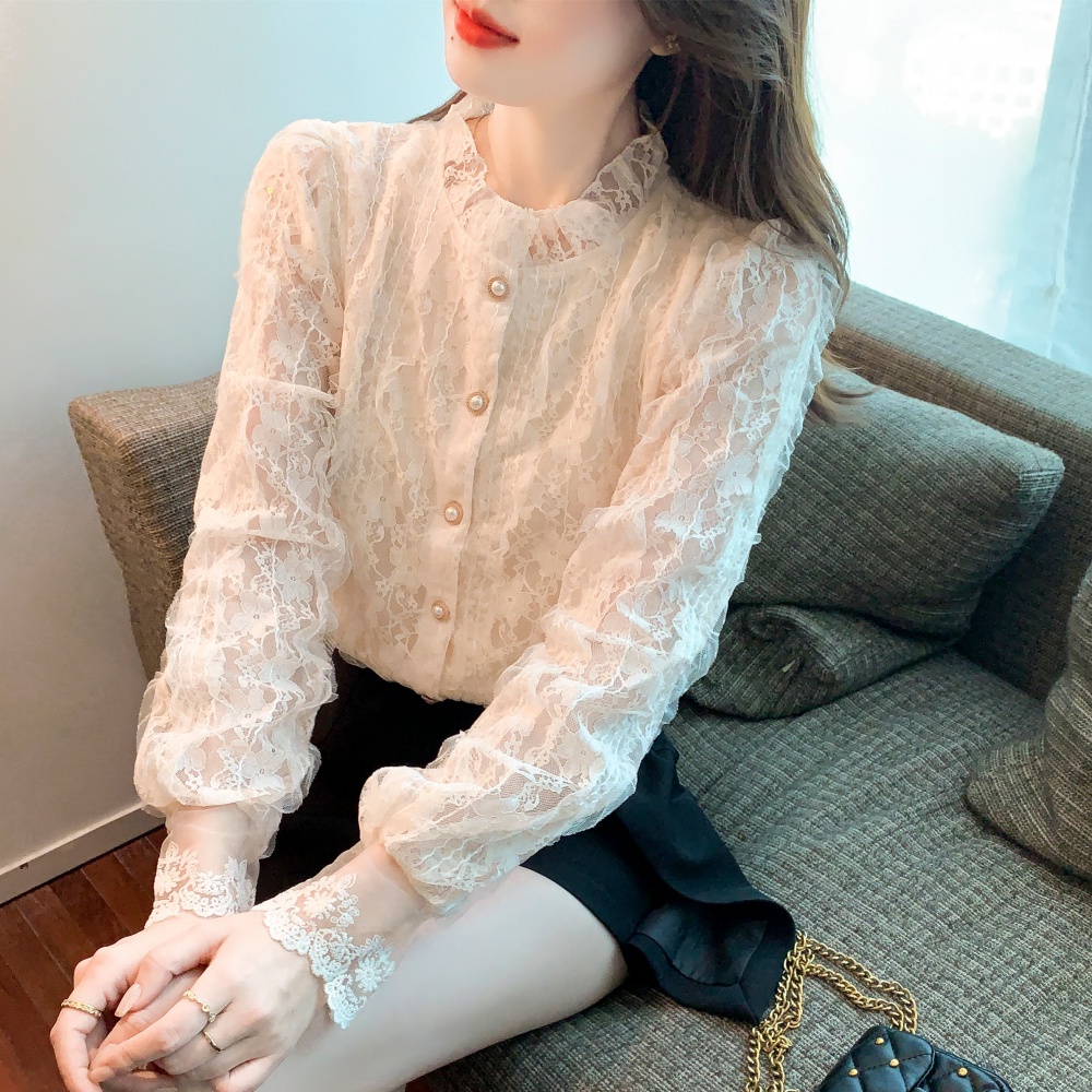 Lotus leaf edges bottoming shirt autumn and winter shirt