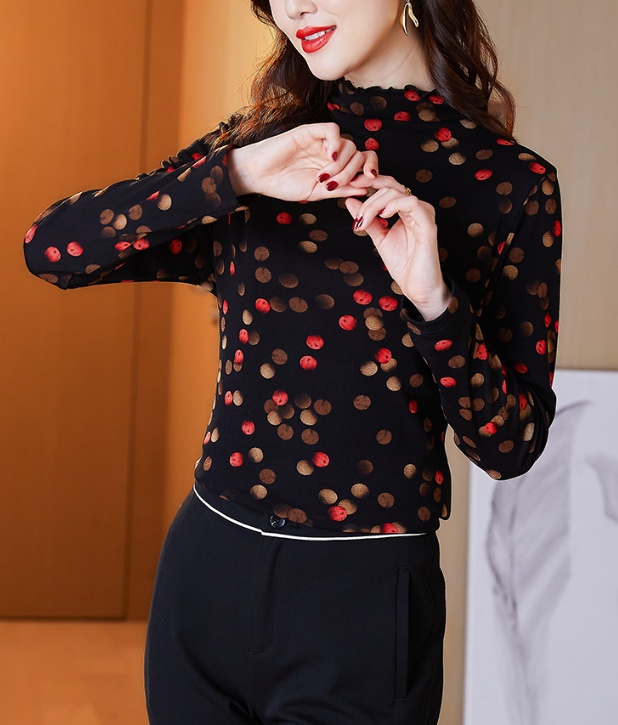 Polka dot long sleeve chiffon shirt all-match tops for women