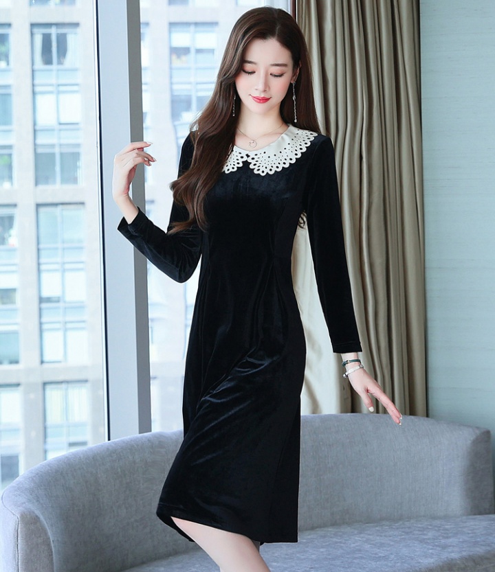 Autumn and winter slim doll collar dress for women