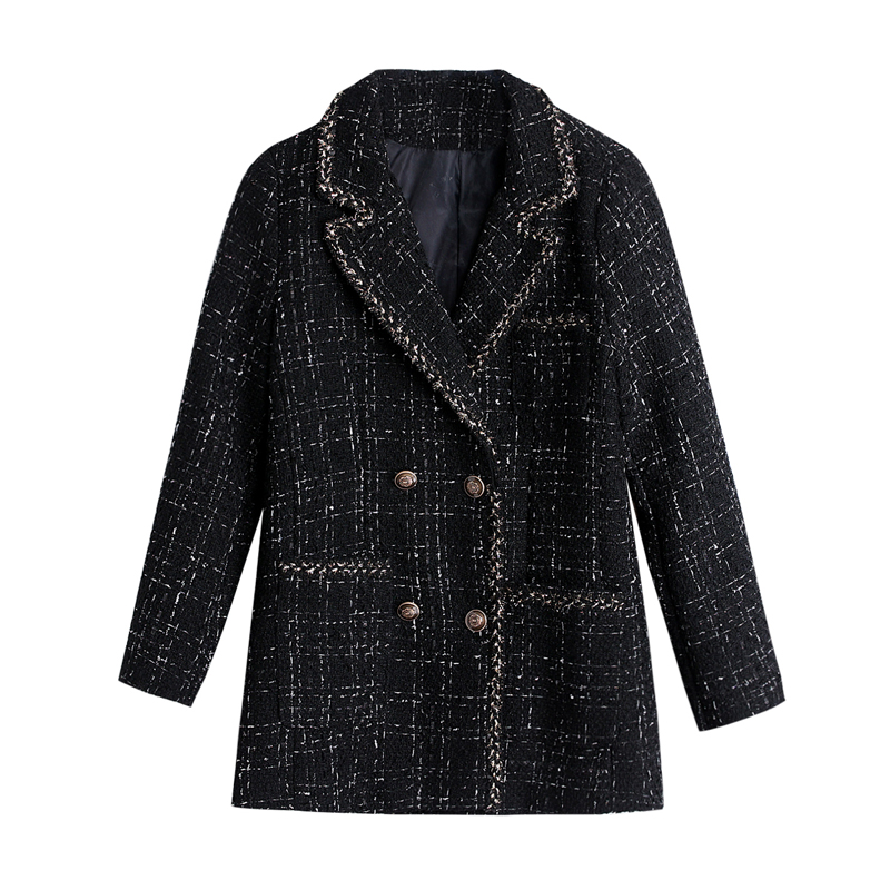 Loose woolen coat plaid business suit for women