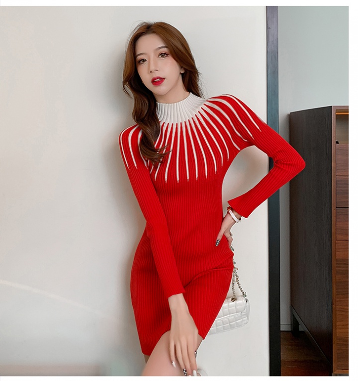 Knitted sweater dress slim dress for women