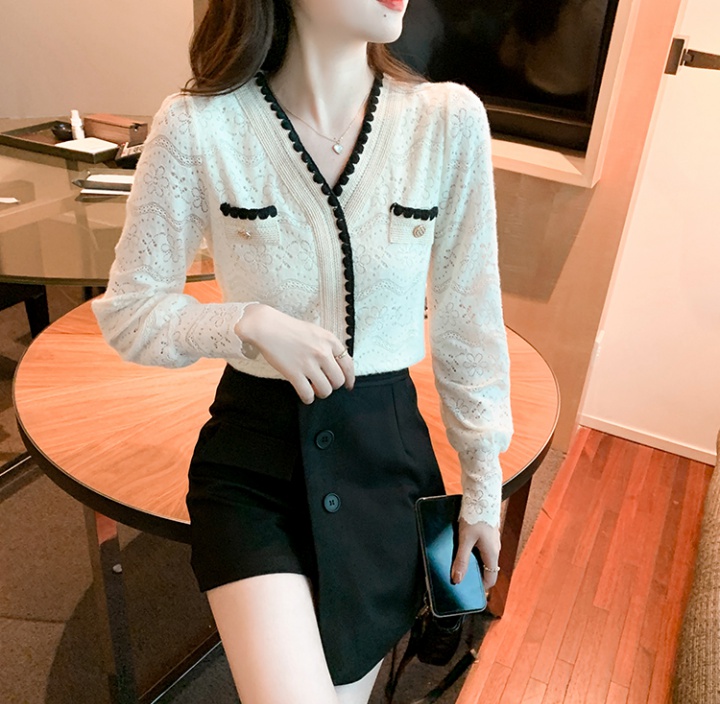 Lace V-neck small shirt temperament bottoming shirt for women