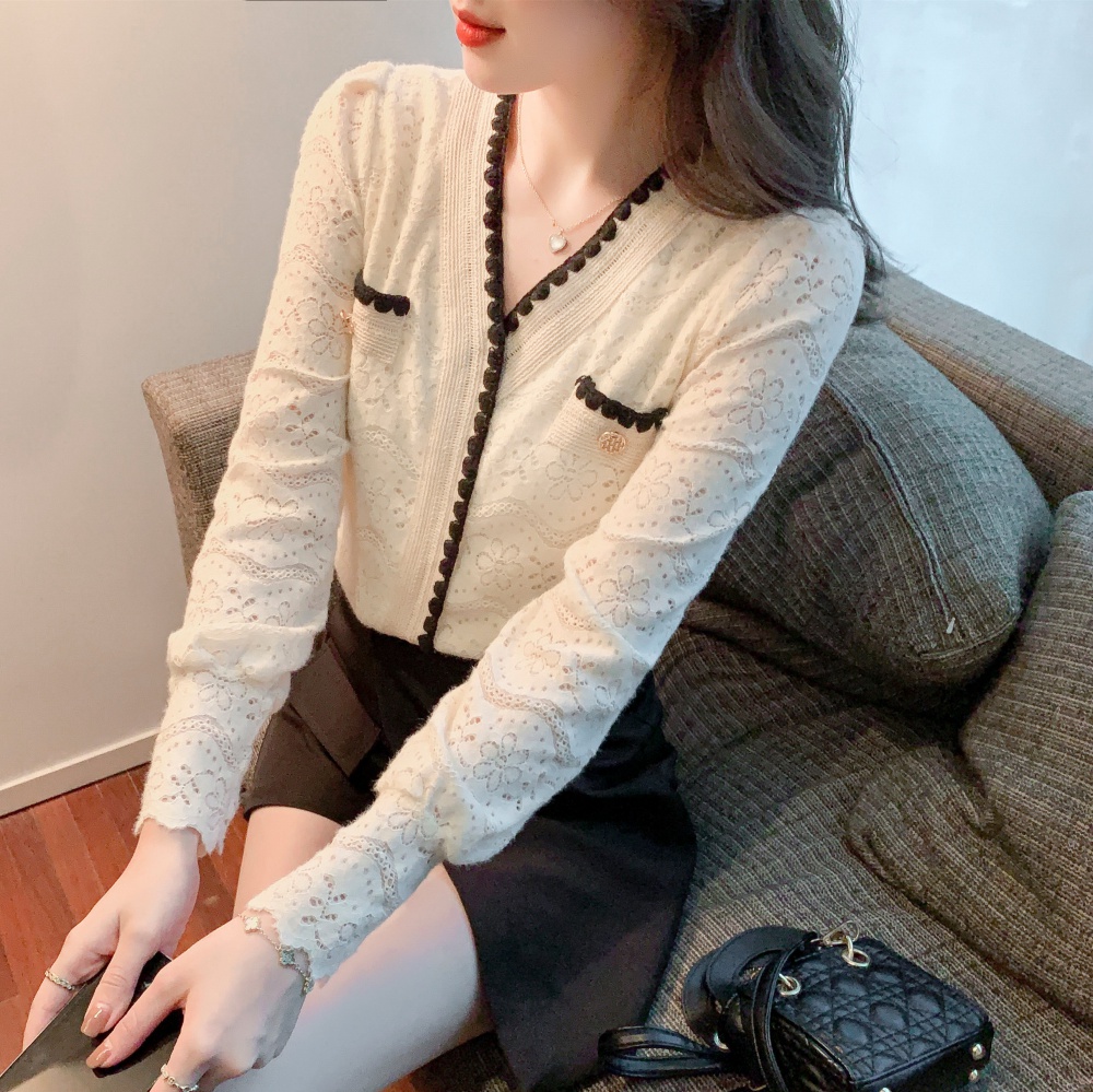 Lace V-neck small shirt temperament bottoming shirt for women