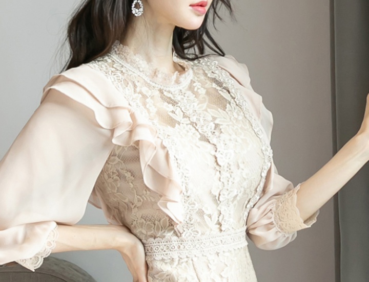 Korean style pinched waist temperament package hip slim dress