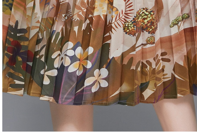 Loose slim skirt spring and autumn printing shirt 2pcs set