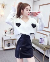 Package hip lantern sleeve thick sweater loose V-neck skirt