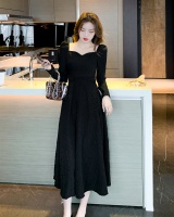 Long sleeve retro dress black long dress for women