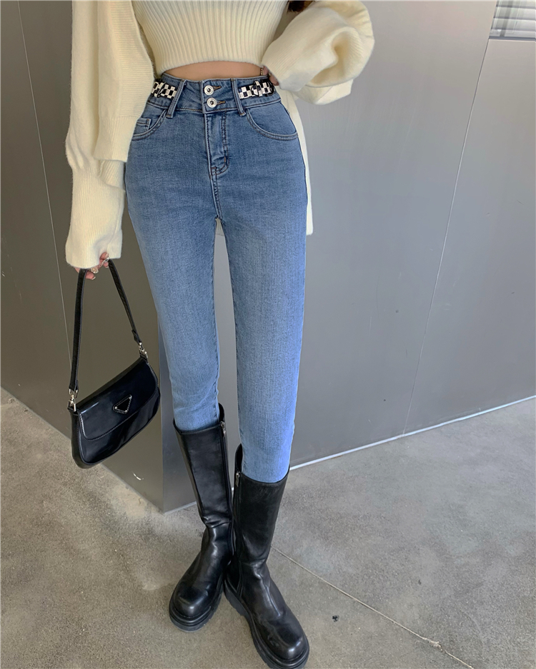 High waist Korean style jeans slim pencil pants