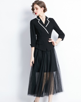 France style pinched waist light dress for women