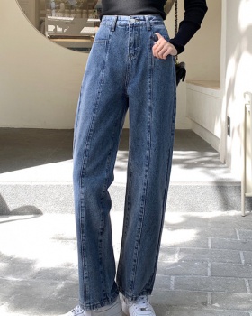High waist straight jeans loose wide leg pants