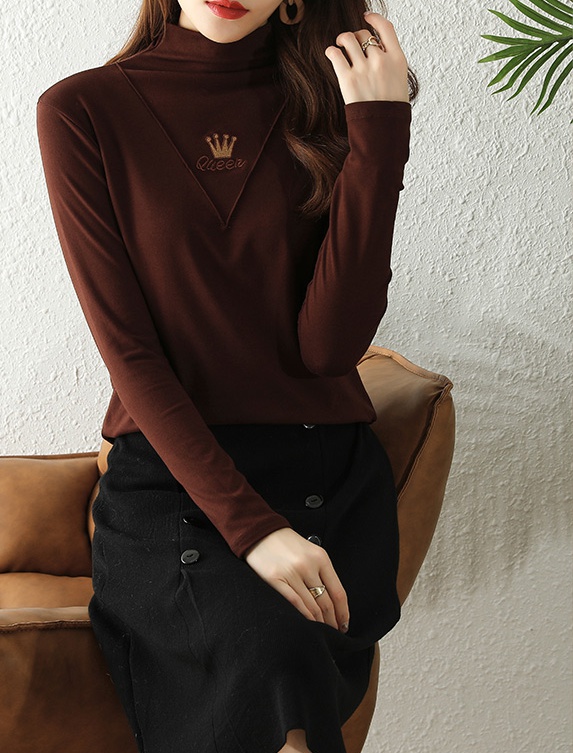 Korean style tops plus velvet bottoming shirt for women