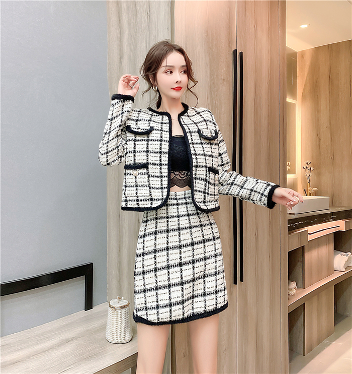 Western style short skirt package hip coat a set