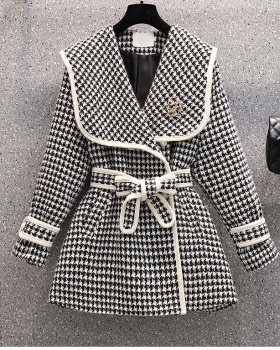Large yard houndstooth winter Korean style fat coat