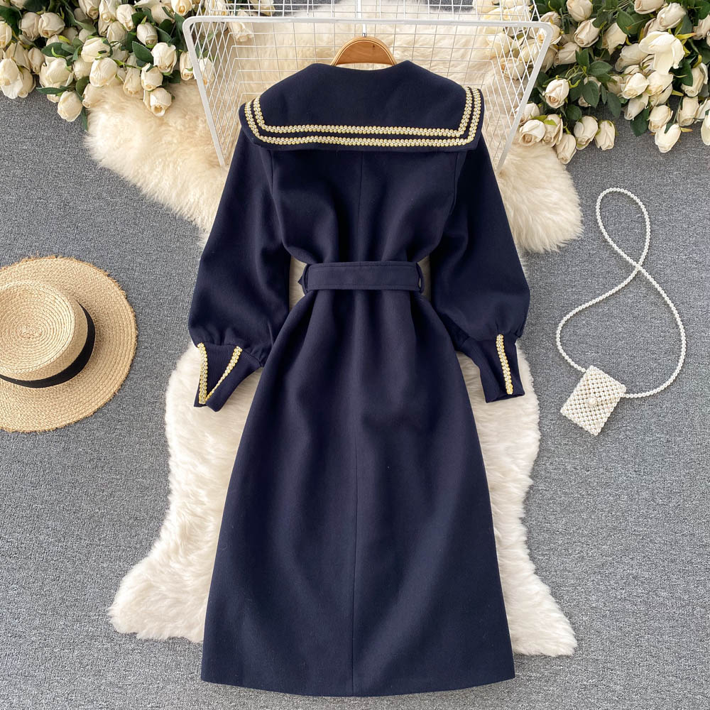 Doll collar woolen coat Western style overcoat for women
