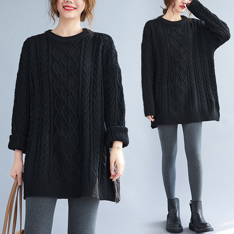 Round neck sweater all-match coat for women