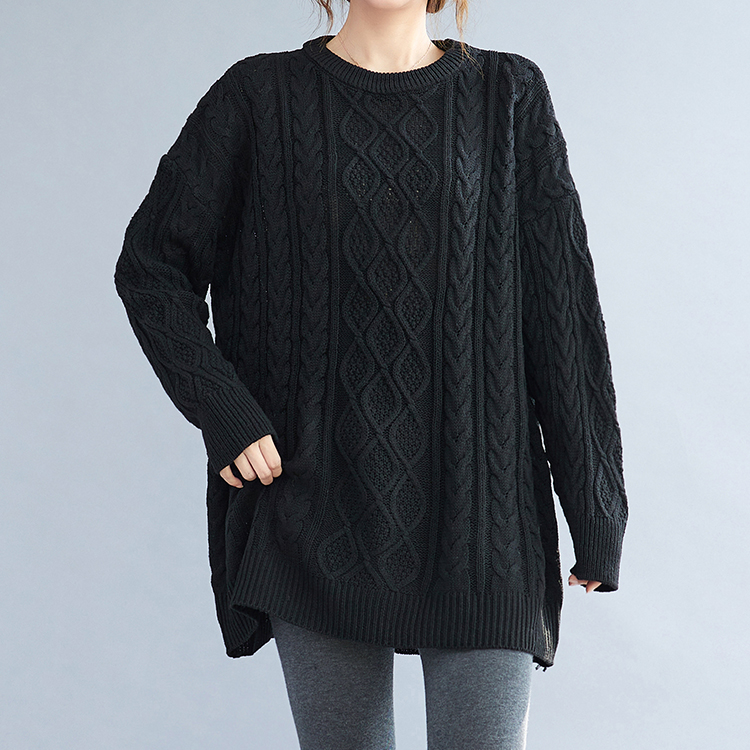 Round neck sweater all-match coat for women