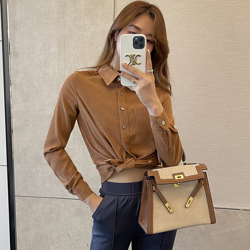 Thermal autumn and winter corduroy shirt for women