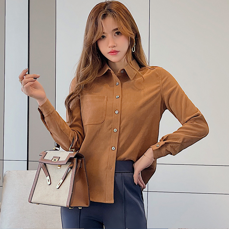 Thermal autumn and winter corduroy shirt for women