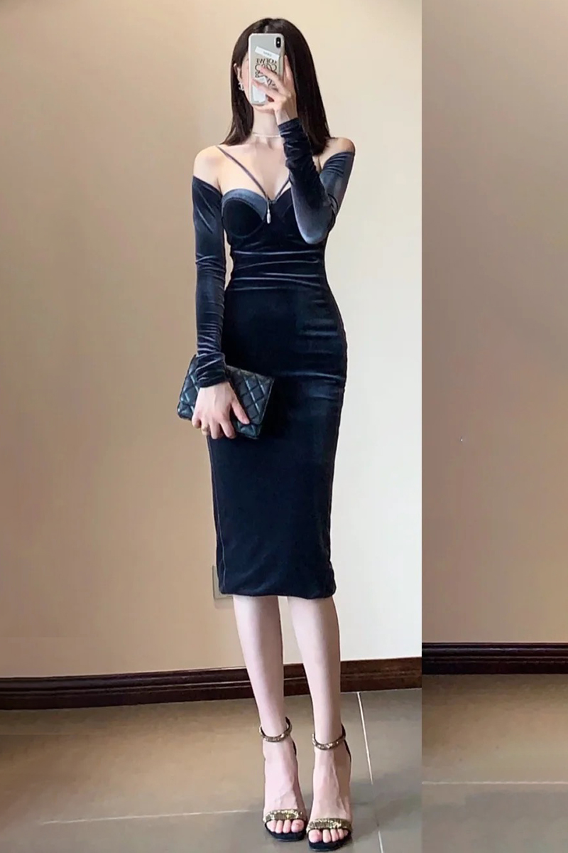Wrapped chest formal dress ladies dress for women