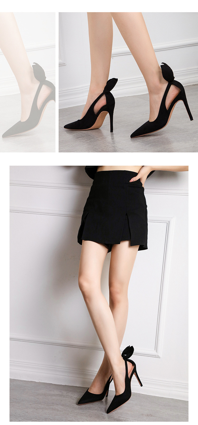 Low banquet shoes European style pointed high-heeled shoes