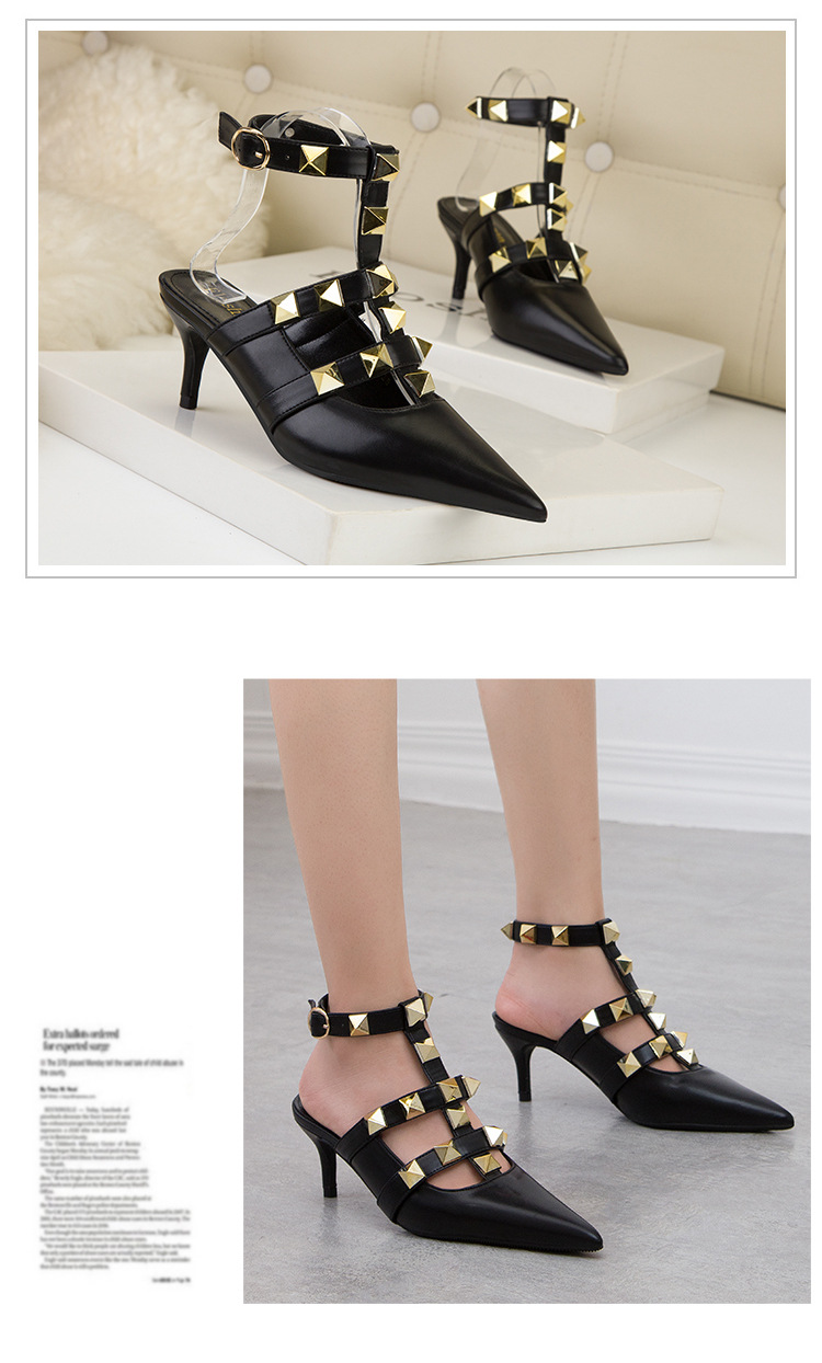 Rome style pointed rivet fashion high-heeled sexy shoes